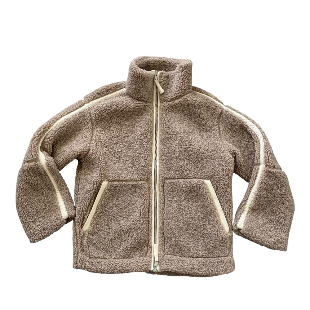H&M Teddy Fleece Oversized Jacket XS Taupe Full Zip Cozy Sherpa Aprè Ski Cabin - Picture 5 of 9